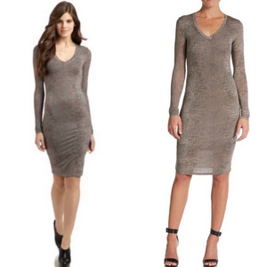 BCBGMaxAzria Long Sleeve Dress in Black and Gray